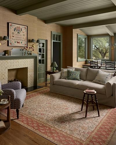 Image of Loloi Rifle Paper Co Edinburgh Ivory /Spice 10'-0 inch x 14'-0 inch Area Rug | EDN-01 Printed Approx. 10x14 Ivory / White Living room Dining room Bedroom, Rustic, Elegant, Muted, Refined, Area Rug