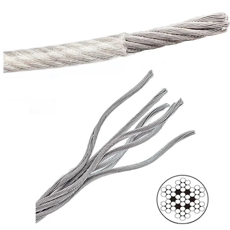 Drahtseil Durchmesser 0,8 mm–8 mm, Länge 10–100 m, Wäscheleine, PVC, transparent, kunststoffbeschichtet, gratfrei(20 meter,Diameter 5mm)