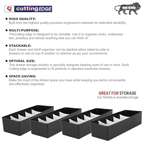Image of Cutting EDGE Stackable Storage Drawer Organiser, Set of 8 (Black & White)