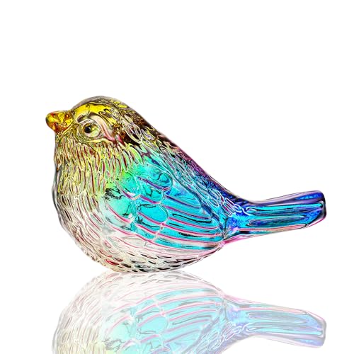 H&D HYALINE & DORA 3' Colorful Glass Bird Figurine Miniature Blown Glass Birds Bird Gifts for Bird Lovers Women Men Animals Collectible Figurines for Desk Table Decor