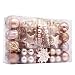 AUXO-FUN 73ct Assorted shatterproof Christmas Ornaments Luxury Collection Set in Reusable Hand-held Gift Package for Christmas Tree Decoration (Champagne)