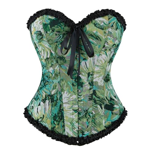 Corset floral pour femme sous la poitrine avec dentelle et effet bustier froncé