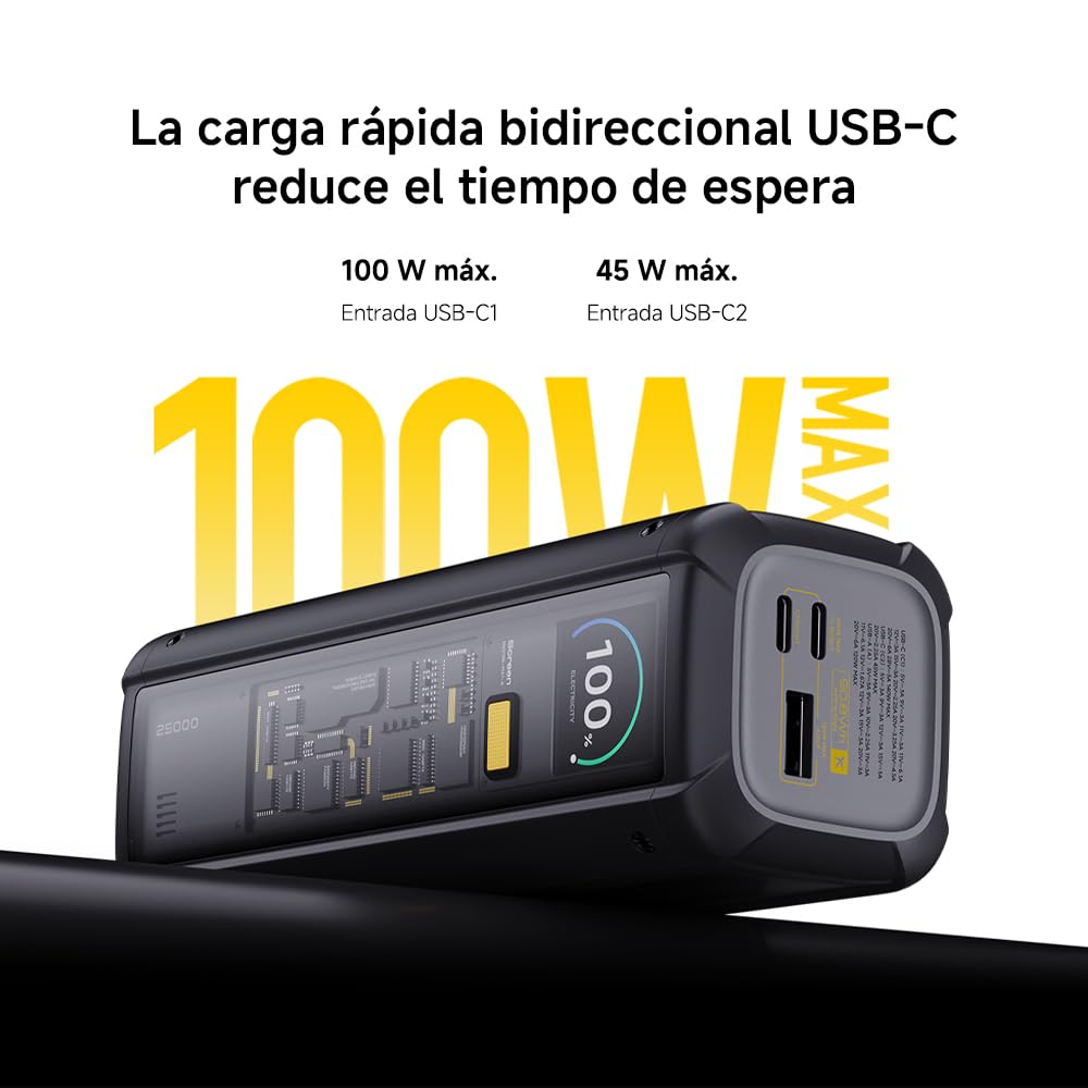 Xiaomi 212W HyperCharge Power Bank - Power Bank con Carga multipuerto de 212W máx, Capacidad de 25000mAh, Dos Puertos USB-C y un Puerto USB-A, Compatible con Varias Marcas de Smartphones y Tablets | 212 W de potencia total, 140 W PD 3.1 — MacBook Pro con