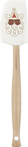 Le Creuset Colección Noel Espátula de silicona, 11 38" x 2 14", negro con diseño impreso y lámina dorada