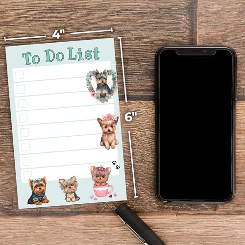Image of DAILY RITMO Yorkshire Terrier Sticky to Do List Notepad - Cute Kawaii Yorkie Gift for Dog Lovers Women | Office School Supply Sticky Notes 4 inchx6 inch 50 Pages