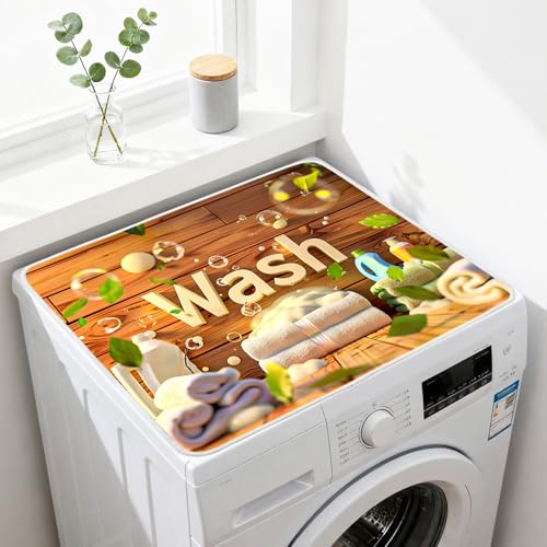 Image of Nuxovilar Floating Bubbles Dryer Cover Top 23.6x19.6in Protective Mat | Washer dryer covers top bubbles protective mat laundry room home decor dust (Bubbles)