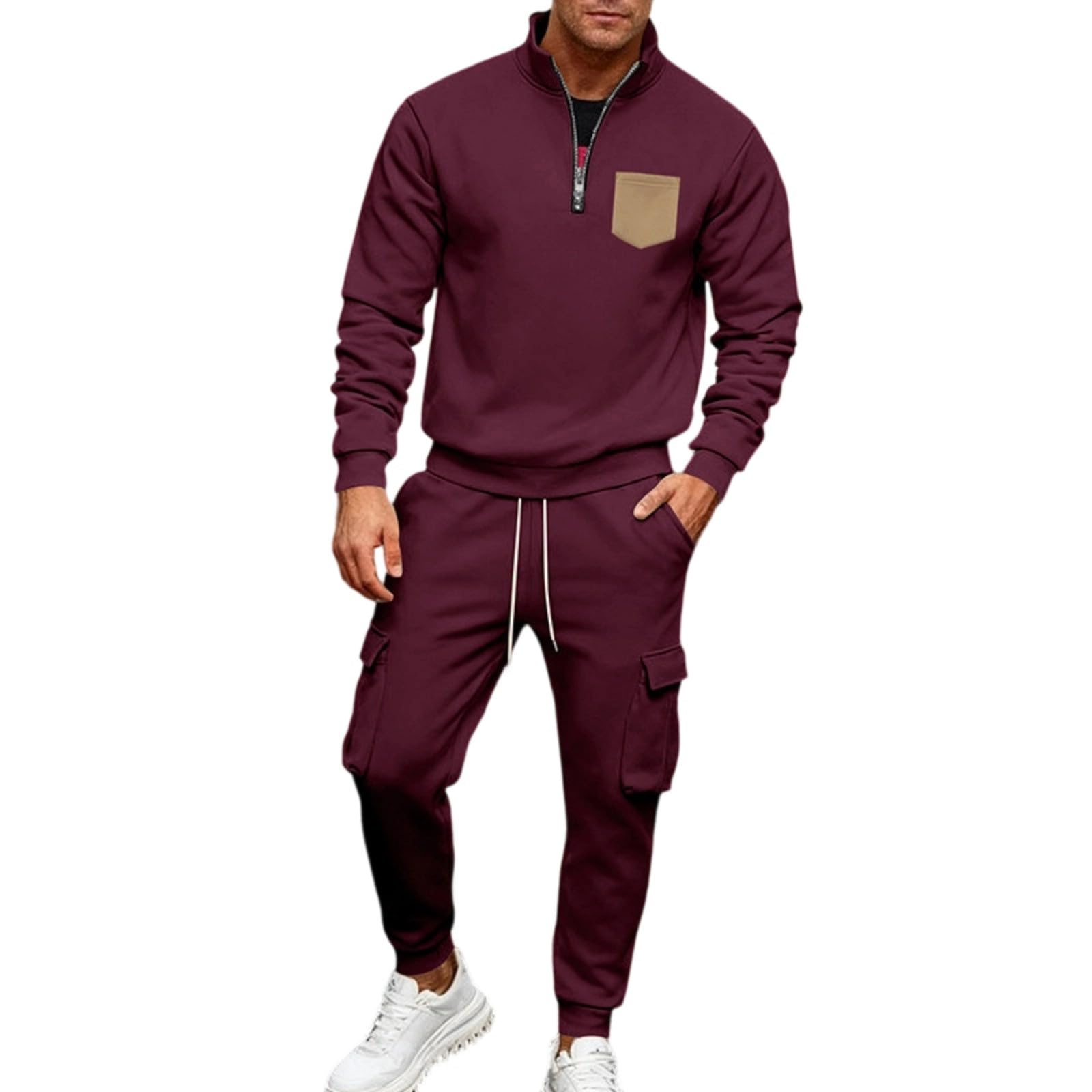 Generisch Chándal para hombre, chándal deportivo, traje de ocio, juego de pista de corte moderno, pantalones de dos piezas para ocasiones formales, con diseño a medida, tejido elástico cómodo