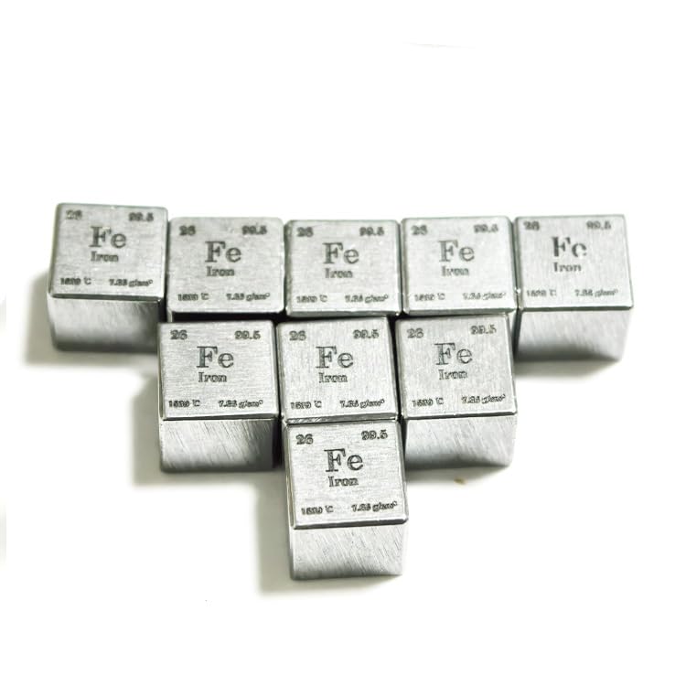 Image of High-Purity Metal Cubes - Titanium, Iron, Magnesium, Zinc, Tungsten & Carbon | 10mm, 25.4mm, 38.1mm Sizes | Scientific & Collectible Set (Iron (Fe), 10mm (1inch))