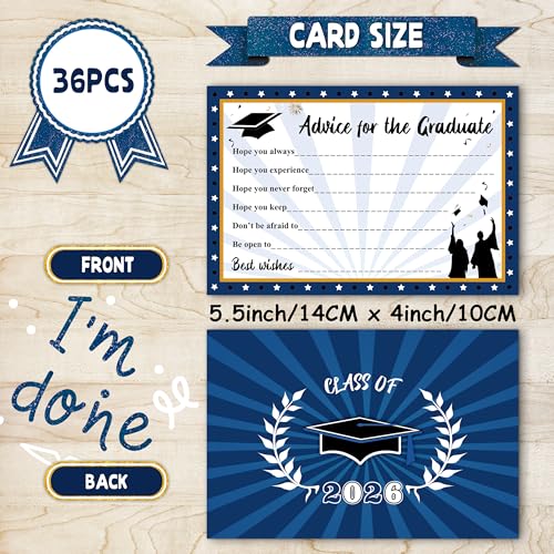 Image of Graduation Decorations Blue 2026 - Giant Guest Book Alternative,Graduation Cards Box with 36PCS Advice Cards,Signature Board Congrats Grad Decorations Supplies 2026