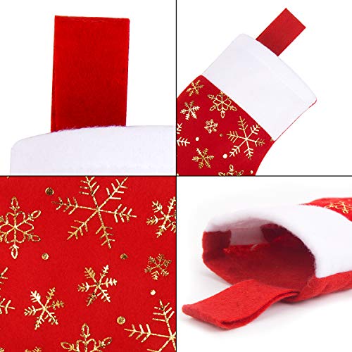 DIYASY Christmas Mini Stockings,12 Pcs Felt Glitter Snowflake Stockings for Christmas Tree and Room Ornament Decoration and Gift Holder?8Inches?