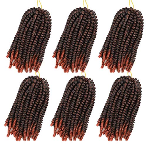 6 Packs Spring Twist Hair Crochet Ombre Colors Braiding Hair Bomb curly Hair Extensions Synthetic Fluffy Braids Hair Kanekalon Low Temperature Fiber (8 Inch T1B/350)