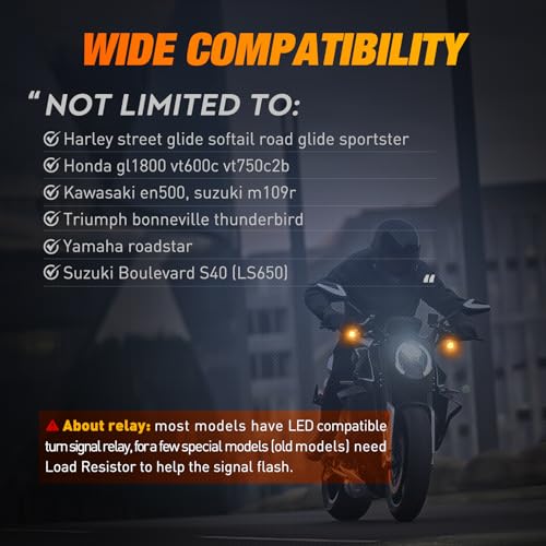 Image of Nilight Motorcycle Rear LED Turn Signals Brake Tail Light Red Yellow Beam Mini Size Blinkers Compatible with Harley Honda Kawasaki Suzuki Triumph Yamaha Cruiser