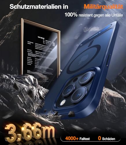 Coque iPhone 15 Pro Max antichute aimantée support bleu marine - 4