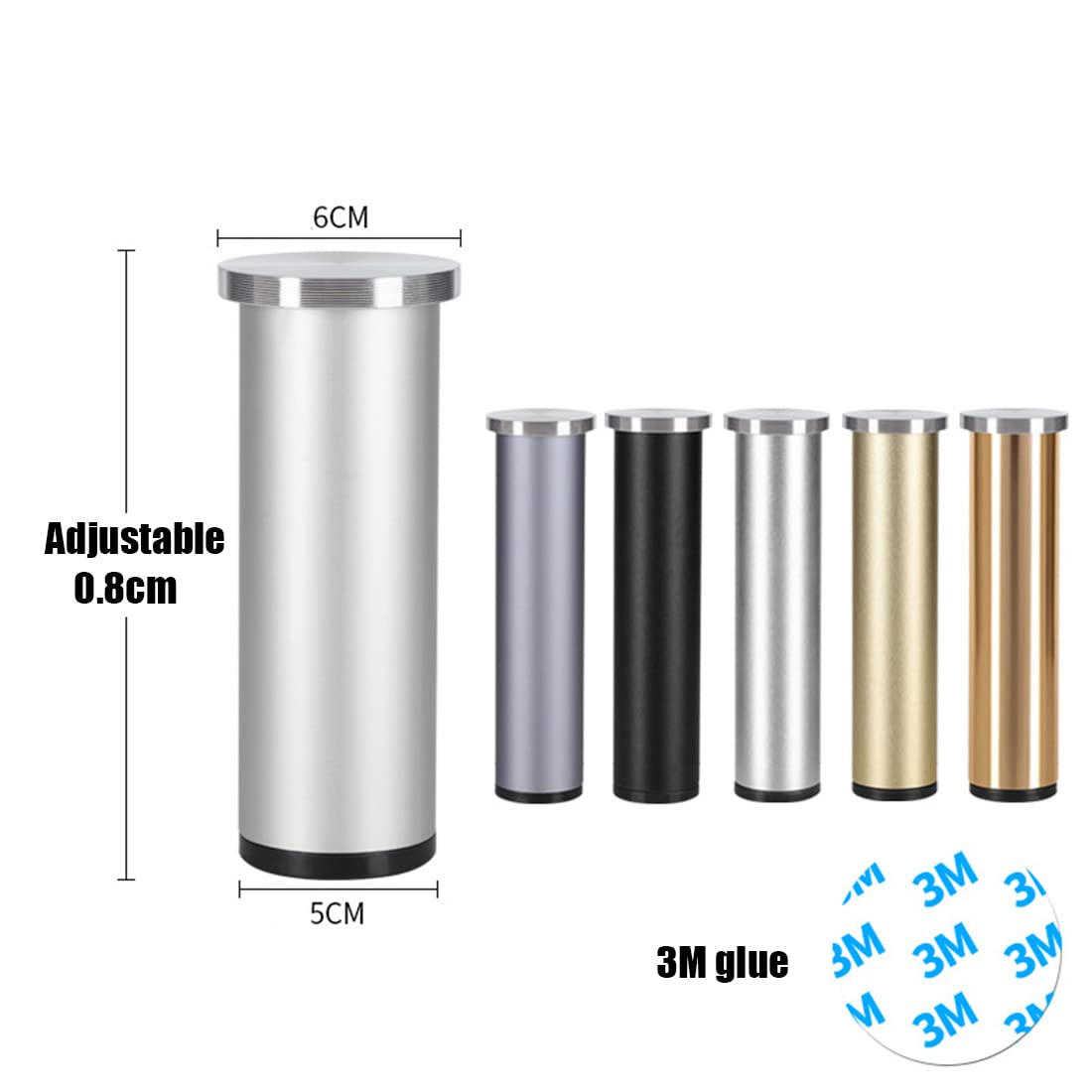 Patas de mesa de aluminio ajustables, paquete de 4 patas de gabinete con acabado lijado negro, patas de soporte de metal para muebles de baño, 40 cm de altura y elegantes
