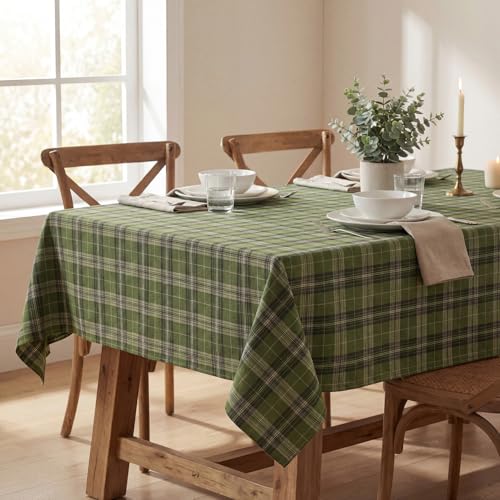 Horaldaily Buffalo Plaid Tablecloth, Green, 55×84 Inch Rectangular