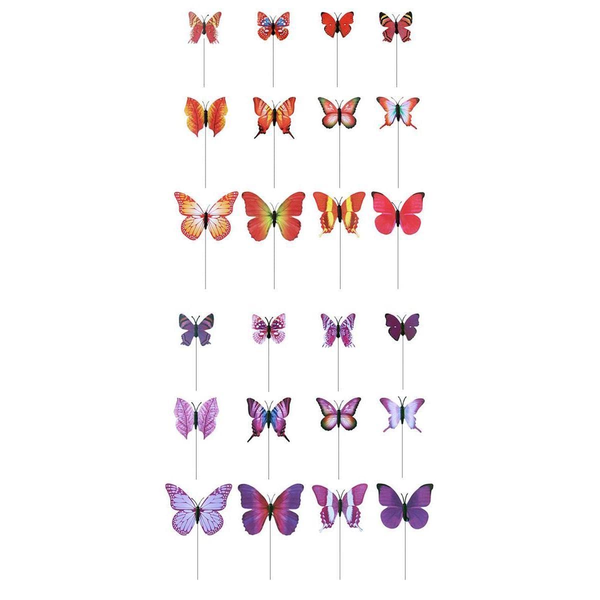 24 Pcs Garden Yard Planter Butterfly Stakes Lawn Decor Ornaments Red Purple|Home & Garden | Yard, Garden & Outdoor Living | Garden D?©cor | Statues & Lawn Ornaments|24 Pieces of Butterfly Stakes-image-46