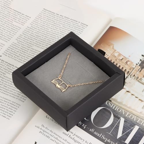 Book Lovers Gifts For Women Book Necklace Open Book Necklace Bookworm Gift Book Gifts Librarian Gifts Reading Giftsbook Club Gifts For Book Lovers Book Stack Teardrop Teacher Appreciation Gifts2