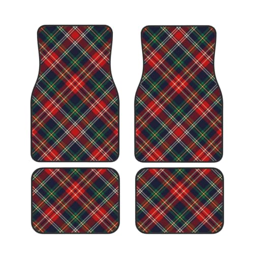 Alfombrillas para coche de cuadros escoceses juego de 4 piezas en neopreno antideslizante