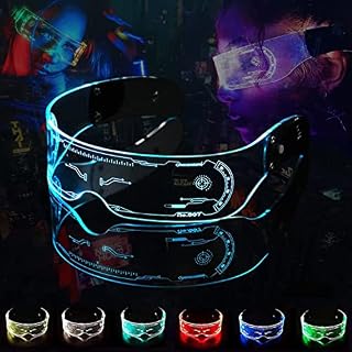 MIDYUID Futuristic Glasses LED Light Up Visor Glasses for Cosplay Rave Festivals Halloween Christmas Bars Clubs Parties 7 Colors