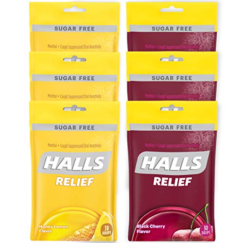 HALLS Relief Variety Pack Honey Lemon and Black Cherry Sugar Free Cough Drops