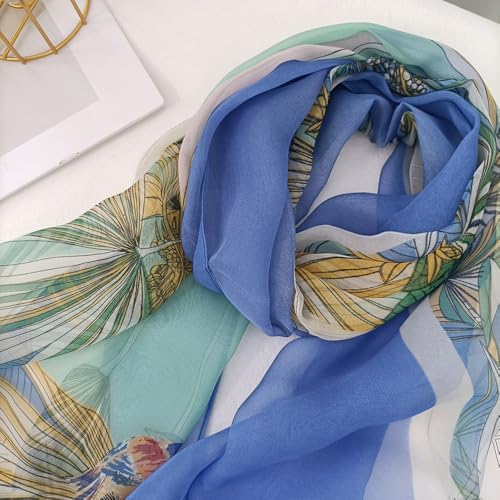 Silk Feeling Lightweight Scarves for Women Long Elegant Floral Pattern Head Wrap Shawls2