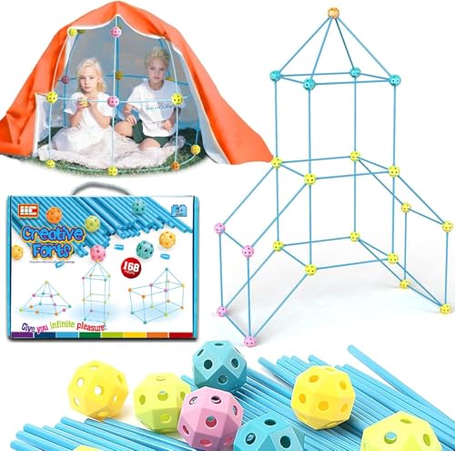 Fort Building Kit for Kids 3-5, 168PCS Fort Building Kit with Bla...