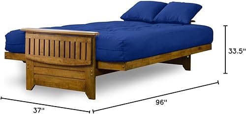 Miniatura 8 de Brentwood Futón de madera con charola abatible en el apoyabrazos y cajoneras de almacenamiento - Acabado heritage, Madera, Marrón