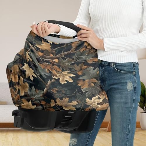 Image of Coldinair Jungle Dead Leaf Car Seat Covers for Girls Multi-use Cover Baby Carseat Canopy Cow Print Nursing Cover for Breastfeeding