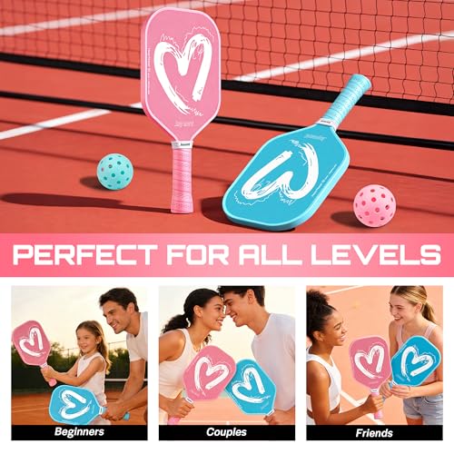 Image of Pickleball Paddles Set of 2, Lightweight Pickleball Racket for Beginner, USAPA Approved Fiberglass Surface Pickleball Set with Non-Slip Comfort Grip