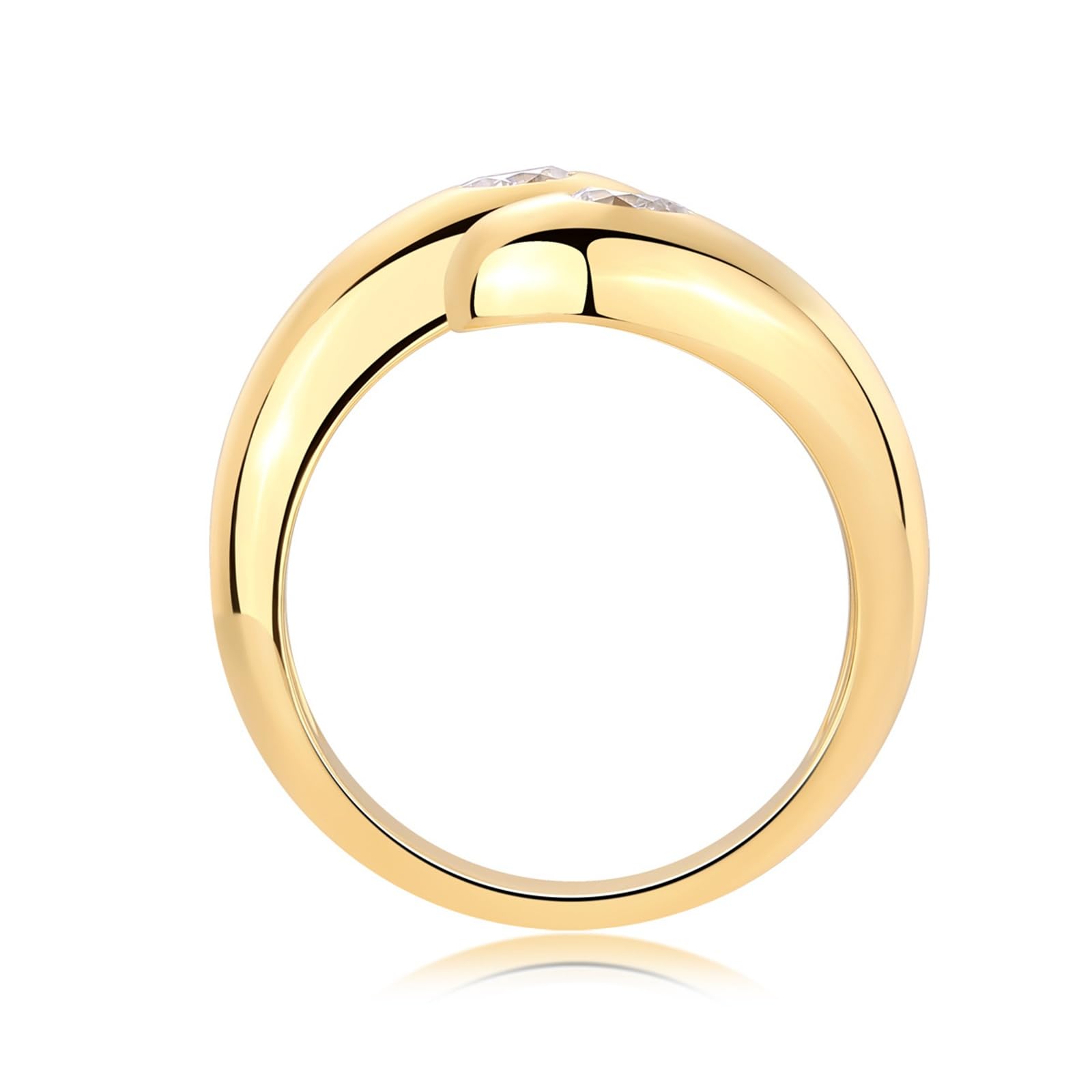 Anelli Donna Oro, Oro Giallo 9K/14K/18K Anello Aperto con moissanite a Forma di Pera da 3x4 mm
