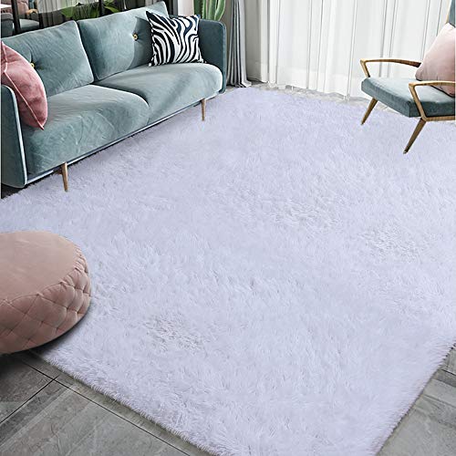 Homore Luxury Fluffy Area Rugs Modern Shag Rug For Bedroom Living Room, 6X9 Feet Super Soft And Comfy Carpet, Cute Carpets For Kids Nursery Girls Home Dorm, White #TOP20