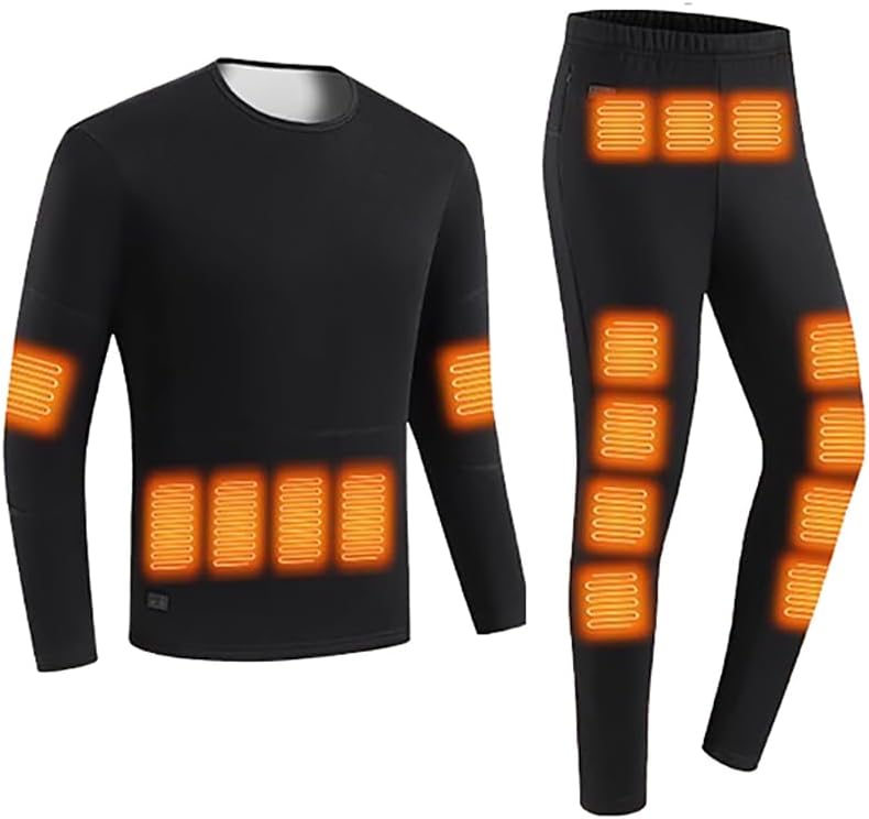 Men's USB-Heated Thermal Underwear Set 28-Zone Heated Thermal Top and Pants (Power Supply Not Included)