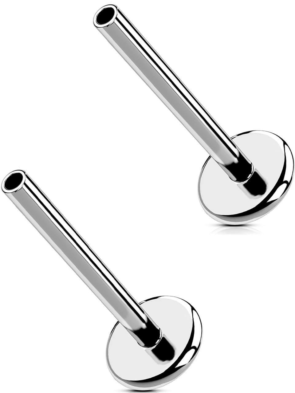 G23 Titanium Flat Back Post (Post Only), Threadless Push Pin &amp; Internally Threaded, 16G/18G/20G, 4.5-14mm, Silver/Gold/Black, Round/Heart/Star/Flower Base for Nose, Helix, Tragus