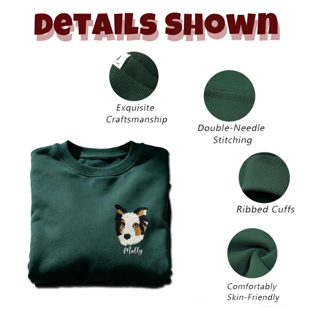 Sudadera con Capucha Personalizada - Bordado de Cara de Mascota + Nombre/Texto en la Manga | Camiseta con Foto de Perro Amantes de Animales