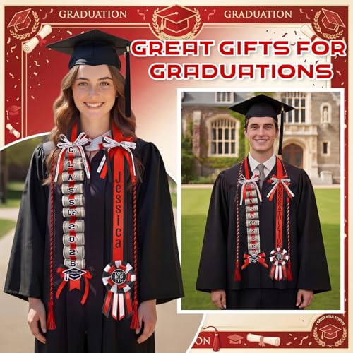 Spakon Graduation Money Lei with Cash Holder, 63 Inch 2026 Graduation Ribbon Lei with Honor Cord 2026 Grad Braided Necklace for DIY Women Men College Party Decor Supplies Grad Cash Gift(Red,Black) by Spakon - Used condition - Image 3