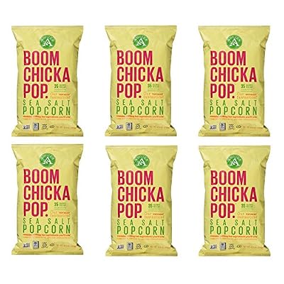 Angie&amp;#39;s Boom Chicka Pop Sea Salt Popcorn, 4.8 Oz Pack of 6