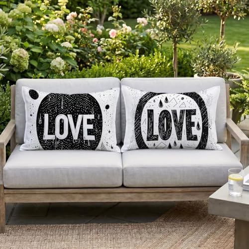 Housse coussin gris rectangulaire lin imperméable déperlant double face lot de 2