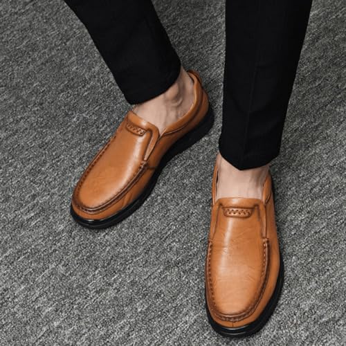 Dress Shoes for Men's Outdoor Wedding Slip On Wedding Slip Resistant Block Heel Anti-Slip Rubber Sole Shoe Pointed Toe Vegan Leather2