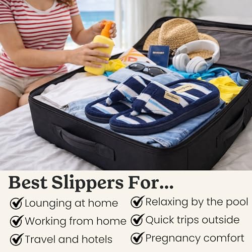 Image of Dearfoams Women's Melanie Colorblocked Microfiber Terry Thong Slipper