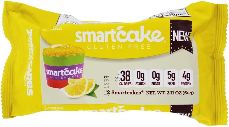 4 Pack, Smart Baking Company, SmartCake ZERO Carbs, Gluten Free, Non-GMO, Sugar Free and Starch Free, Low Carb Dessert, Low Carb Snacks, Low Carb Cupcakes (Lemon)