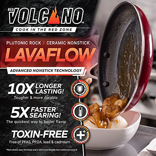 Red Volcano CC004161-001 Textured Ceramic Nonstick, 11 Inch Flat Bottom Wok Stir-Fry Pan thumb #5