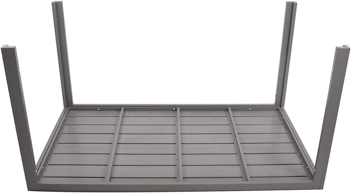 Outdoor Patio Dining Table, Lightweight Aluminum Frame Rectangle Table for 6, PS Table Top Heavy Duty Patio Furniture for Garden, Picnic Table Easy Install Indoor Outdoor Grey