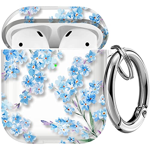 Maxjoy for AirPods Case, Clear AirPod Case Cute Soft Transparent AirPod 2nd Gen Cover for Women Girly with Keychain Clip for AirPods 2nd 1st Generation Charging Cover 2&1, Flower