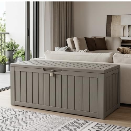 Image of The Artment Grey StorraDeck 272 Ltr Storage Box - Waterproof, UV-Resistant Resin Deck Box with Lockable Lid for Indoor & Outdoor Multipurpose Use | Durable Storage for Balcony, Hall, Garden & Patio