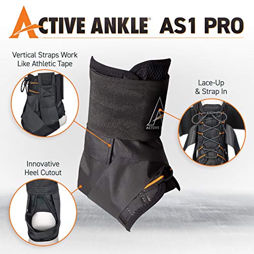 Active Ankle As1 Pro Lace Up Ankle Brace, Ankle Support With Laces For Men & Women, Protection & Sprain Support For Volleyball, Rugby, Basketball, Low Profile, Black, Medium #TOP6