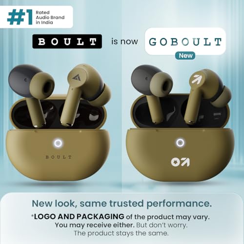 Image of GOBOULT K40 True Wireless in Ear Earbuds 48H Playtime, Clear Calling 4 Mics, 45ms Low Latency Gaming, Premium Grip, 13mm Bass Drivers, Type-C Fast Charging, Bluetooth 5.3 (Khaki Green)