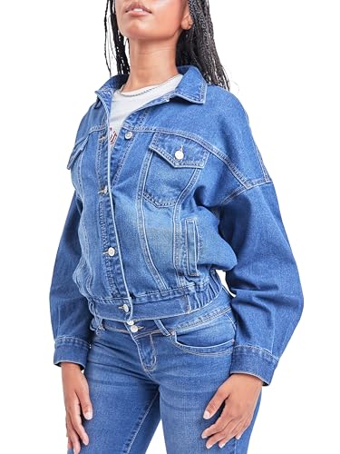 YMI Women's Junior 80's Denim Oversized Jacket4