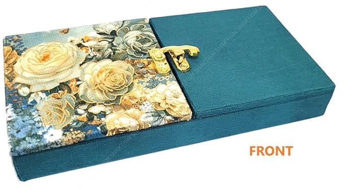 SHAKTISM Decorative and Attractive Cash Box With Clip Lock, Shagun, Jewellery, Money Box Envelop Wedding, Gift Box, Bangel box Sea Green Color, Set of 1, Rectangle Shape (Pack of 1Pc) 2