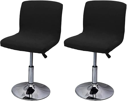 Bar Stool Covers with Back, Stretch Barstool Slipcovers Washable, Square Seat Cover for Swivel Chair Dining Chair Counter Stool Pub Chair Cover,Black,2pcs