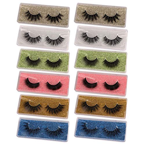 Eefofnn False Eyelashes 3D Natural Look Fake Lashes 12 Pairs Faux Mink Wispy Eyelashes Pack with Portable Eyelash Boxes